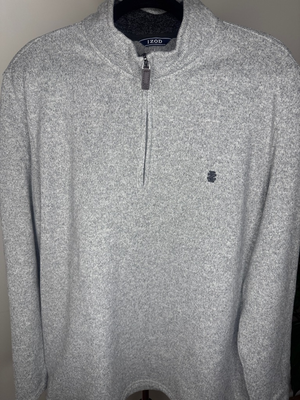 Izod Heather Gray Quarter-Zip Knit Pullover NWOT